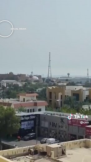 Video geolocated by CNN shows the moment a missile struck near the US Navy base in Bahrain. In the video, a large explosion can be heard. A large plume of smoke is then seen rising from the area around the base.