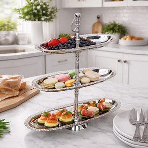 3-tier Serving Tray: Silver Cake & Cookie Stand - Etsy