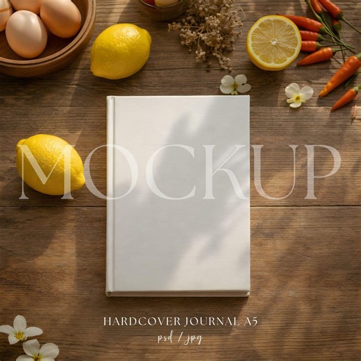 Hardcover Journal Mockup A5 | Cookbook PSD Smart Object | Rustic Kitchen Lifestyle Book Mockup | 300 DPI JPG - Etsy