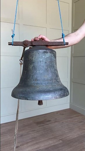 Antique Church Bell With Original Sally Rope With Engraving - UKAA