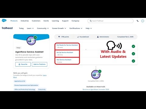 Get Ready for Service Assistant | Set Up Service Assistant | Test Service Assistant | Trailhead