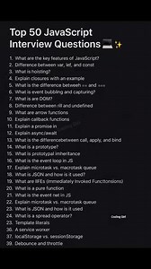 4.3K views · 38 shares | Top 50 javascript interview questions ⁉️ Coding Girl @topfans #htmltags #html #learnhtml #cssproject #reels #computerscience #css #coders #fullstack #learncode #reactjs #reels #programmerslife #100daysofcode #csstricks #100daysofcodechallenge #frontenddev #htmlcoding #htmltutorial #html5website #htmlcssjavascript | Coding Girl | Facebook
