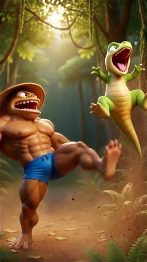 🦖 Dinosaur Hits a Frog… Then Lightning Turns It Into a Giant! ⚡🐸 #dinosaur #kidsanimation #dinostory