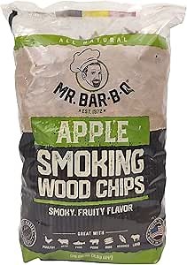 Mr. Bar-B-Q Apple Wood Smoker Chips, Wood Chips for Smokers, Alternative for Charcoal Briquettes Can be Use on Gas, Charcoal Grills, 100% Natural Apple Flavor for Grilling BBQ, Camping (1.8 Lb Bag)