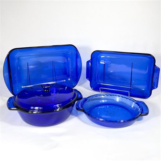 Cobalt Blue Anchor Hocking Bakeware Set - 4 Piece Casserole Collection With Pie Plate - Etsy