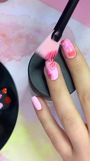 Blooming Gel Nail Art Tutorial with Pink Gellac