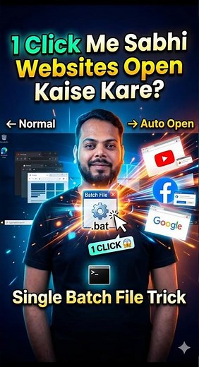 1 Click Me Sabhi Websites Open 😱 | Batch File PC Trick (Windows Tips)