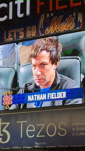 Nathan Fielder enjoying himself at the Mets playoff game. #nathanfielder #mets