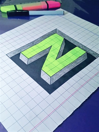 Easy 3D Drawing Tutorial for Letter N