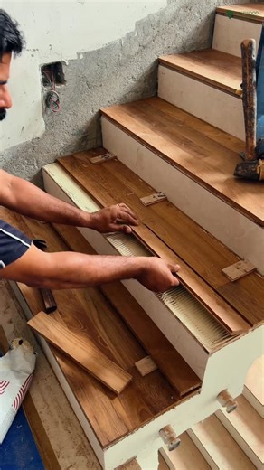 Westwood Floorings | Expert Hardwood Floors on Instagram: "Listen to craftsmanship. Watch teak come alive ⚒️ Experience the quiet satisfaction of a teak wooden staircase installation. This ASMR reel captures the full process — fixing plywood over a concrete staircase, installing teak strips using Bona adhesive, precision sanding, and finishing with Bona Mega for a smooth, durable surface. The result is a timeless teak staircase that blends natural warmth with flawless craftsmanship. Perfect insp