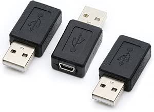 3 Pack USB 2.0 A Male to USB B Mini 5 Pin Female Adapter Converter