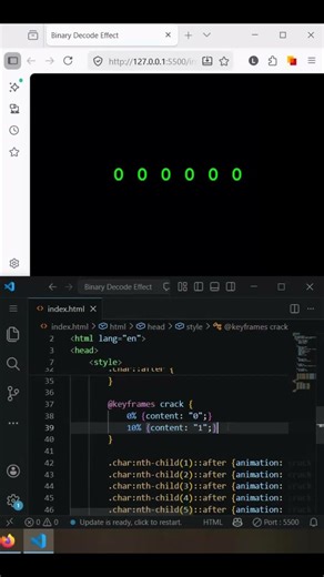 Binary Decode Effect #frontendcourse #codeflow #javascript #programming #html #css #webdevelopment