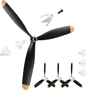 Poen 3 Sets Spare RC Plane Propeller 3 Blade Propeller White Nose Cone Airplane Propeller Compatible with 761-15 Fighter Remote Control Plane Radio Controlled Plane with Propeller Adapters