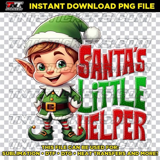 Santa's Little Helper Boy Elf PNG File | Christmas Sublimation (digital Download) - Etsy UK