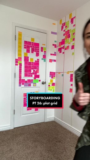 How to make a plot grid for your novel with sticky notes & not enough washi tape #booktok #writertok #fyp #StepandFlex #k18hairflip