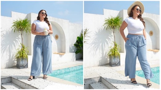 Watch Plus Size Wide Leg Flowy Palazzo Pants for Women on Amazon Live