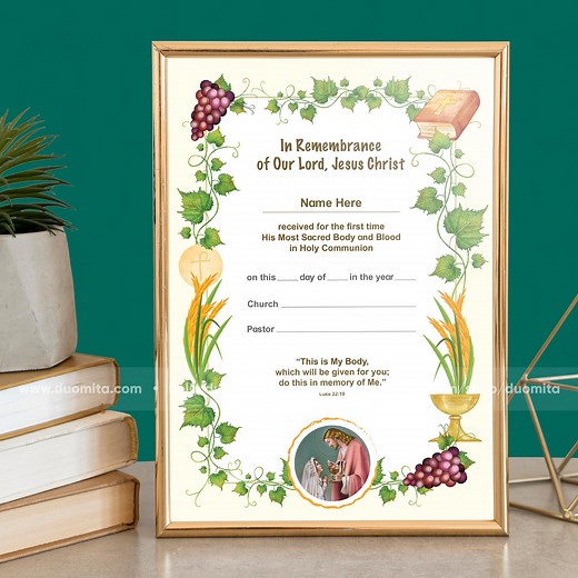 First Communion Certificate Template – Printable - Etsy