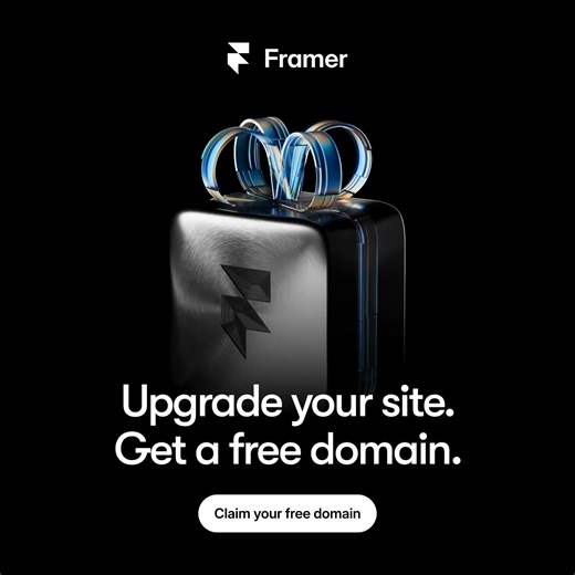 Claim a free custom domain and build your site with Framer | Framer