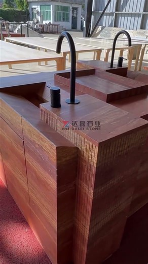 Multifunctional Red Travertine Kitchen Island Countertop with Sink