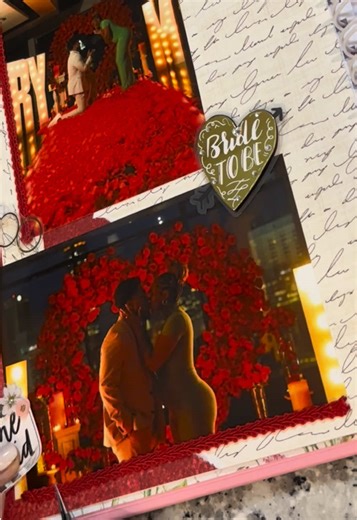 let’s do a scrapbook page together 💌 one of the pages from the baby shower scrapbook gift! this one is giving love is in the air, such a beautiful proposal! ❤️ #scrapbooking #junkjournal #pictures #DIY #hobby