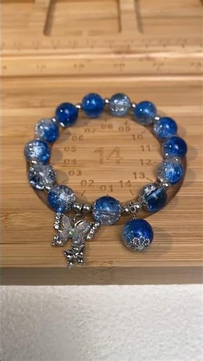 Asthetic blue beaded butterfly bracelet🫐#bracelet#crystal