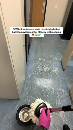 POV hot fresh water rinse this dirty industrial bathroom floor with me after bleachy wet mopping 😎🧼 dirty water dumps at the end 💦😁 #clean #cleaning #cleaningpov #dirtywaterdump #mopping #metaraybans #cleantok #cleaningbusiness #cleaningasmr #wetmop #industrialcleaning #bathroomfloor #bathroomcleaning #dirtyfloor | Brandon The Cleaner