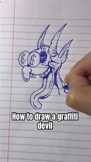 How to draw a graffiti devil (step by step). #art #howtodraw #drawingtutorial #easydrawing #drawing