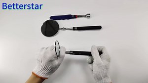 Inspection mirror telescoping Round Mirror 20 lb telescopic magnet, 85mm/50mm round mirror set Inspection Tool for Checking Vehicle, Observing Eyelashes Mouth and Other Small Parts Extended