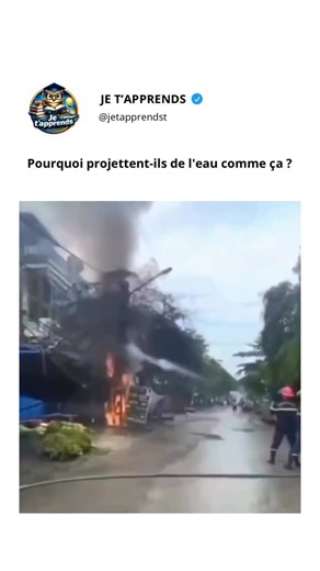 Je t’apprends on Instagram: "La technique utilisée pour éteindre un incendie sur un poteau électrique en interrompant continuellement le flux d’eau est connue sous le nom d’utilisation d’une buse à brouillard (ou jet d’eau pulsé) pour créer un fin brouillard d’eau. Comment ça marche : Au lieu d’un jet d’eau solide et continu (qui conduit l’électricité), une buse à brouillard divise l’eau en petites gouttelettes séparées. Pourquoi est-elle utilisée : Cette pulvérisation fragmentée et discontinue 