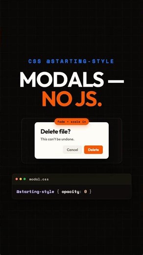 CSS @starting-style: Animate Modals, Zero JS #Shorts