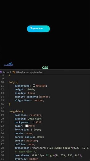 Button with magnetic effect using HTML,CSS,and Javascript #shorts #viral #coding #programming #css