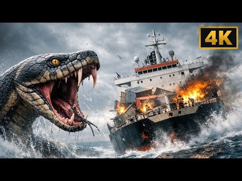 Giant Snake Attacks Ship | AI Wildlife Simulation in 4K