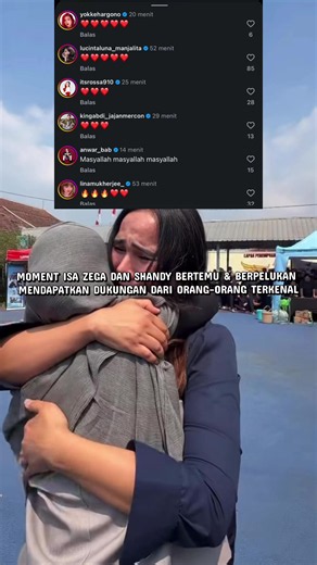 Isa Zega berpelukan dengan Shandy Purnamasari, diberikan dukungan dari berbagai macam orang terkenal.