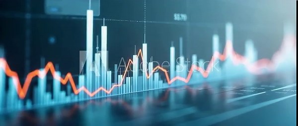 Dynamic financial market data visualization with animated stock charts, a slow panning camera, and gentle ambient motion in a modern, cinematic style.