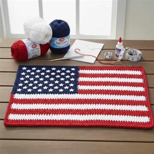 American Flag Crochet Placemat Pattern | Patriotic Decor (PDF Pattern) - Etsy