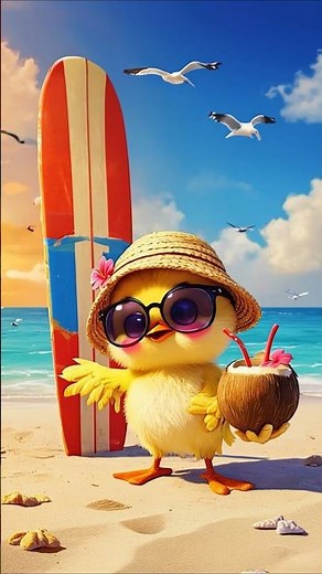 Cool Yellow Chick on the Beach | Fun Summer Juice Break with Style