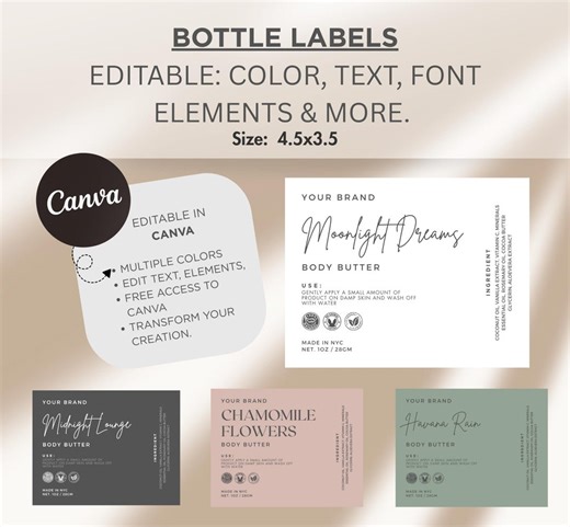 Editable Body Butter Label Template | 4.5x3.5 Canva Design - Etsy