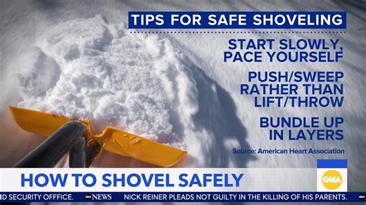 The American Heart Association warns that snow shoveling is among the physical activities that can put extra stress on the heart. Sam Champion shares tips for shoveling safely. | Good Morning America