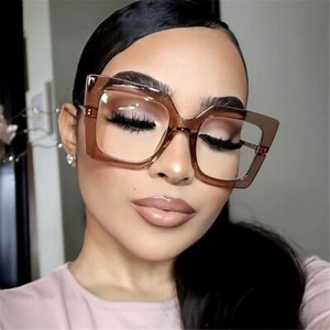 Large Square Frame Oversized Frame Clear Lens Nerd Geek Glasses For Women  | eBay UK