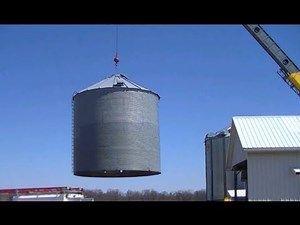 Crane Moving Grain Bin!