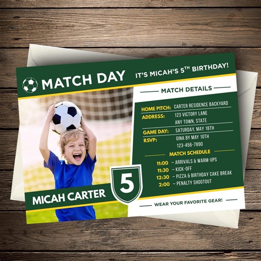 Soccer Birthday Invitation, Match Day Invite, Editable Sports Invite (digital Download, Edit in Canva) - Etsy
