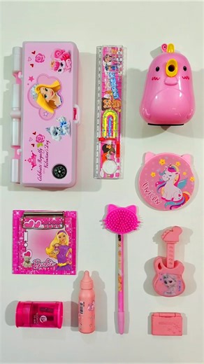 Unique Pink Stationery Items, Pencil Box, Ruler, Sharpener, Pen, Erasner #stationery #backtoschool