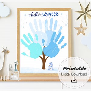 Winter Handprint Tree Printable – Kids Handprint Art Template, Hello Winter Craft, Preschool Keepsake, Baby Memory, Instant Download - Etsy Canada