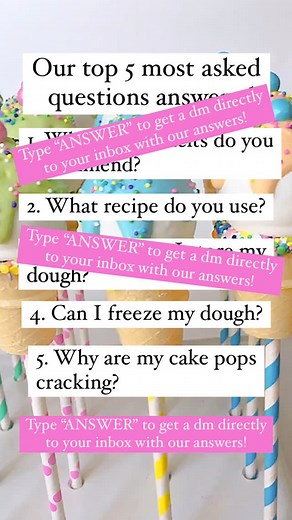My Little Cakepop Molds 📍Home of the original 3D cake pop mold. on Instagram: "Want to know the TOP 5 most frequently asked questions about making cake pops? ✨🎉 Just comment ANSWER below and we’ll send them directly to your inbox. (Please note this is not automated so it might take some time to get answers. If we don’t get them to you within a day please DM us. You’ll have them handy for when you need them!💕🙌 Or, if you’re the kind who loves ALL the cake pop tips, check out our FAQ page for 