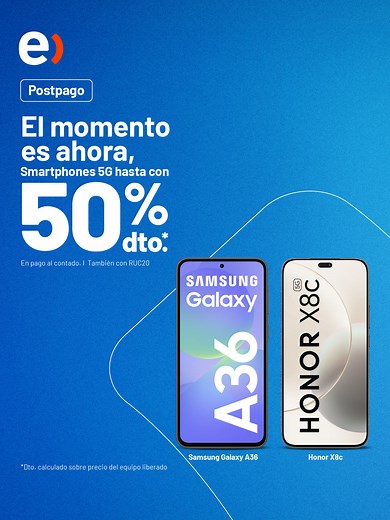 Cámbiate a Entel y ahorra en smartphones 5G