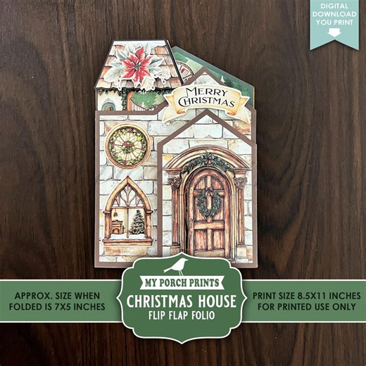 Christmas House Flip Flap Folio, Junk Journal, Holiday, Winter, Gift, Santa, Merry, Card, Craft, My Porch Prints Digital Download Printable - Etsy Canada
