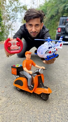 Toys Helicopter and Delivery Boy Rc Scooter 😄🧨 Mojar video deko 👍