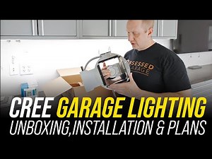 New Garage Build: Unboxing & Installing Overhead Lights! CREE KR and Troffer LEDs (Part 1)