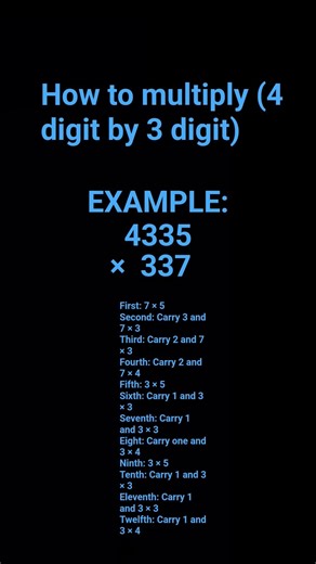 HOW TO MULTIPLY 4 DIGIT BY THREE DIGIT