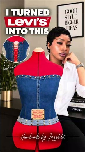 I turned Levi’s 550 jeans into THIS 😍✂️ Handmade denim corset